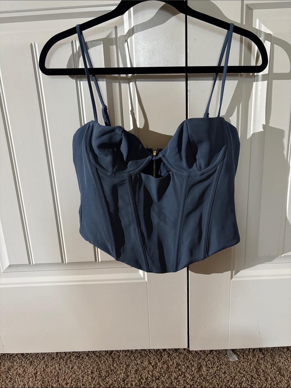 White Fox Boutique Steel Blue Corset Tank Top